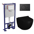 SWISS AQUA TECHNOLOGIES - Swiss Aqua Technologies Pack WC bâti-autoportant + WC Infinitio noir mat sans bride et fixations invisibles + Abattant softclose + Plaque noir mat - vignette