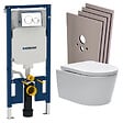 GEBERIT - Pack WC Bati Geberit extra-plat + WC Swiss Aqua Technologies sans bride + Abattant + Plaque + habillage (SLIM-SATrimless-C-sabo) - vignette