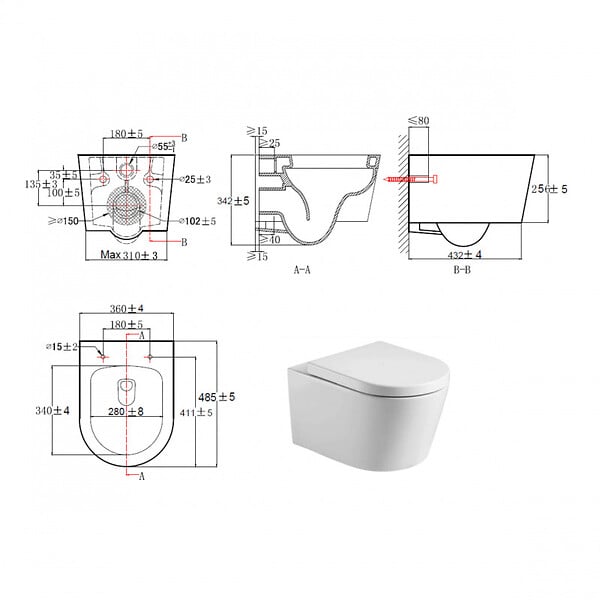 SWISS AQUA TECHNOLOGIES - Swiss Aqua Technologies Pack WC bâti-autoportant + WC SAT sans bride fixations invisibles + Abattant softclose + Plaque blanche (SMART-SATrimless-M271) - large