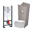GROHE - Pack Rapid SL autoportant + cuvette sans bride SAT fixations cachées + plaque chrome + Set habillage (ProjectSATrimless-2-sabo) - vignette