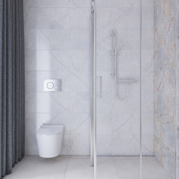 SWISS AQUA TECHNOLOGIES - Swiss Aqua Technologies Pack WC bâti-autoportant + WC SAT sans bride fixations invisibles + Abattant softclose + Plaque blanche (SMART-Brevis-9) - large