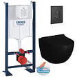 GROHE - Grohe Pack WC Bâti autoportant Rapid SL + WC sans bride Infinitio 2.0 Noir mat + Abattant softclose + Plaque Noir mat - vignette