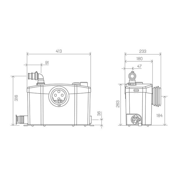 SFA - SFA Sanibroyeur Sanipro XR - Broyeur sanitaire adaptable sortie horizontale, Blanc (0100900) - large