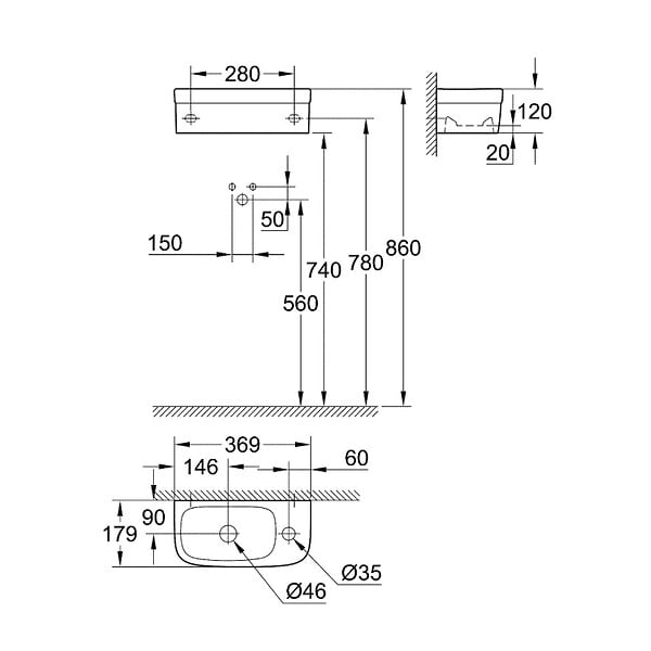 GROHE - Grohe Euro Ceramic Lave-mains  370 x 180 mm (39327000) - large