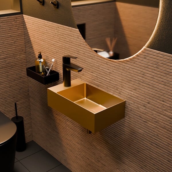 CERAMIA - Ceramia Timeless Lave mains en Acier Inoxydable 304, 40x22x11cm, Or brossé PVD - large