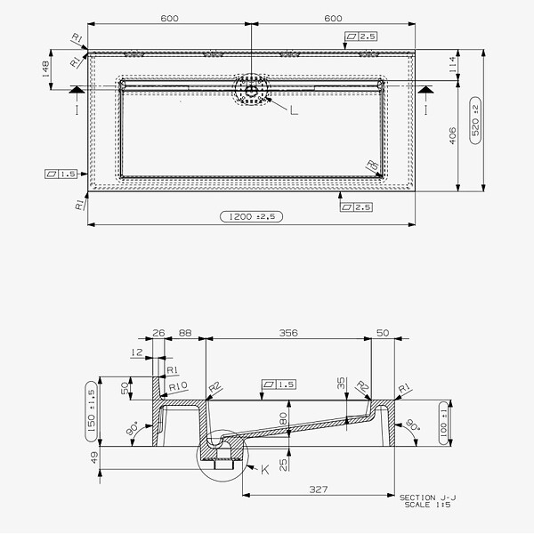 ISTONE - Ultra plan vasque autoportant 1200 x 520 x 100 mm, en Solid Surface, blanc mat (ERGO-1200) - large