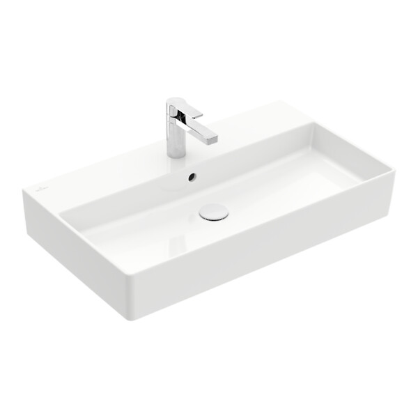 VILLEROY & BOCH - Villeroy & Boch Memento 2.0 Lavabos, 80 x 47 x 14 cm, avec trop-plein, meulé, blanc (4A228G01) - large