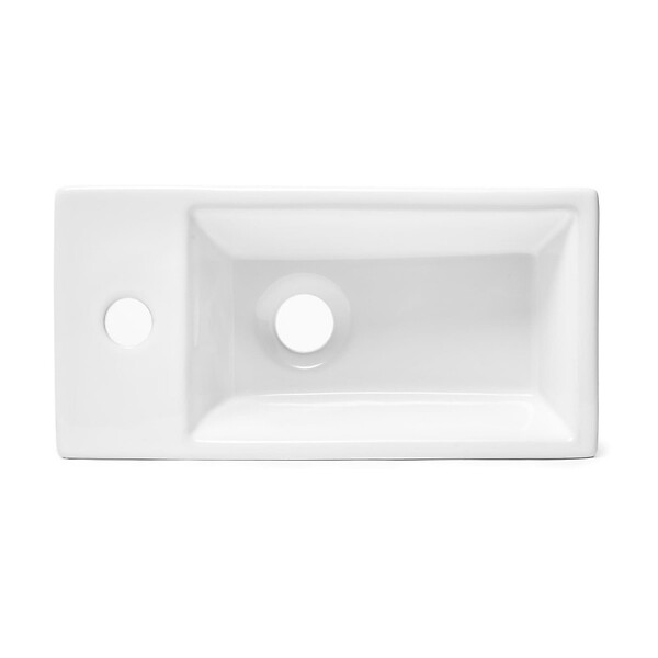 SWISS AQUA TECHNOLOGIES - Swiss Aqua Technologies Brevis Lave-mains suspendu avec trou pour robinetterie à droite, 40,5x20,5x10,5cm + Siphon (SATBRE4020SR-SET2) - large