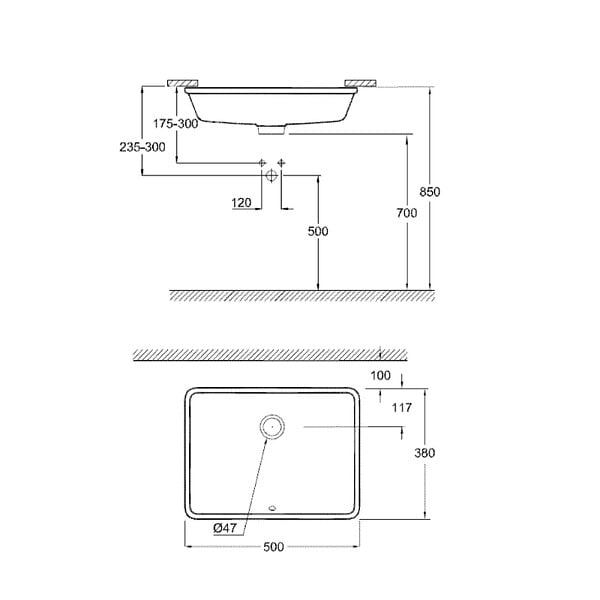 GROHE - Cube Ceramic vasque à encastrer par dessous 50 cm, blanc (G3948000H) - large