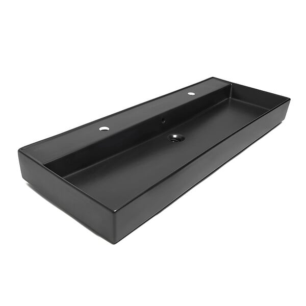 SWISS AQUA TECHNOLOGIES - Lavabo double 121,4 x 46,9 cm, noir mat, SAT Infinitio (SATINF12046BKM) - large