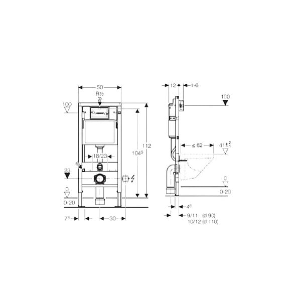 GEBERIT - Pack WC Bati-support Geberit Duofix + WC sans bride Vitra SENTO noir mat + Abattant frein de chute + Plaque noire mat - large
