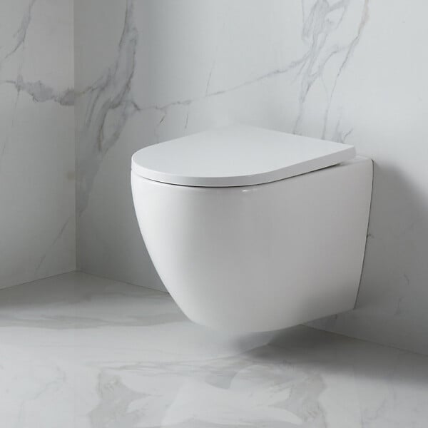 SWISS AQUA TECHNOLOGIES - Pack WC Bâti-support Autoportant + WC sans bride SAT + Abattant SoftClose + Plaque Blanche (SMART-FusionTQ-4) - large