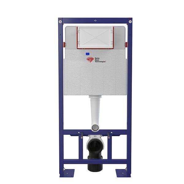 SWISS AQUA TECHNOLOGIES - Pack WC Bâti-support Autoportant + WC sans bride SAT + Abattant SoftClose + Plaque Blanche (SMART-FusionTQ-4) - large