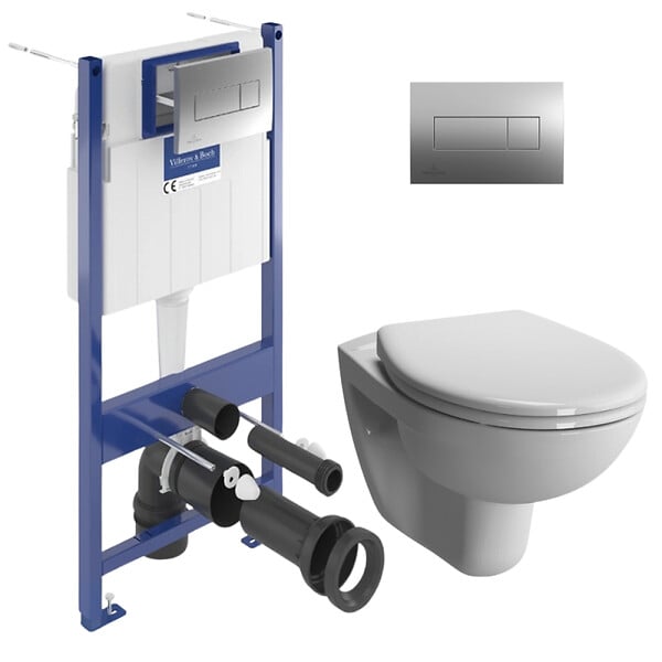 VILLEROY & BOCH - ViConnect Pro S Pack WC bâti Villeroy & Boch + WC suspendu Vitra + abattant SoftClose + plaque  (VICONNORMUS-2CH) - large
