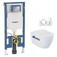 GEBERIT - Pack WC Bati-support Geberit Duofix UP720 extra-plat + WC sans bride Livea Bello + Abattant softclose + Plaque blanche - vignette