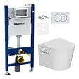 GEBERIT - Pack WC bâti-support Duofix 112cm + WC sans bride + abattant SoftClose + set d'isolation + plaque blanche (CETORGEB3SET) - vignette