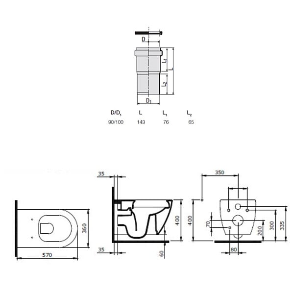 VILLEROY & BOCH - ViConnect Pro S Pack WC bâti Villeroy & Boch + WC suspendu sans bride Livea + abattant SoftClose + plaque (VCNBELLO2SPCH) - large