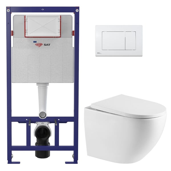SWISS AQUA TECHNOLOGIES - Pack WC bâti-support léger 112 cm ECO 2L Swiss Aqua Technologies + WC suspendu Swiss Aqua Technologies + plaque (STEST67WR01-FR) - large