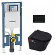 GEBERIT - Pack WC Bati-support Geberit UP720 + WC sans bride SAT Infinitio noir mat + Fixations cachees + Abattant softclose - vignette