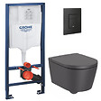 GROHE - Pack WC Bâti-support + WC Roca Inspira onyx sans bride fixations invisibles + Abattant + Plaque noire (RapidSLInspiraO-KF0) - vignette