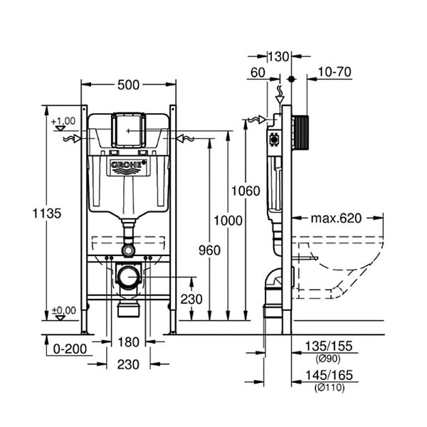 GROHE - RAPID SL PROJECT Bâti Support pour WC, 1,13M (38840000) - large