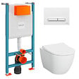 VITRA - V-Fix Core Pack WC bâti-support + WC sans bride Vitra S60 + Abattant SoftClose + Plaque blanc (V-FixS60-4) - vignette