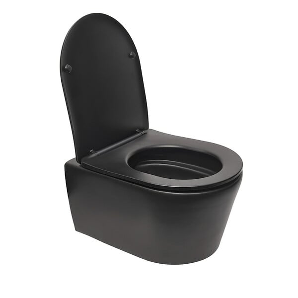 VILLEROY & BOCH - Pack WC Bâti-support sol mur Villeroy & Boch + WC SAT sans bride + Abattant SoftClose + Plaque noire (VCNBLSAT4) - large