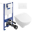 VILLEROY & BOCH - ViConnect Pack Bâti-support Villeroy & Boch + Cuvette suspendue Villeroy + Abattant + Plaque blanche (VICONNECTO.NOVO49-2) - vignette