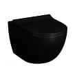 GEBERIT - Pack WC Bati-support Geberit UP720 extra-plat + WC Vitra Sento sans bride Noir mat + Abattant softclose + Plaque Noire - vignette
