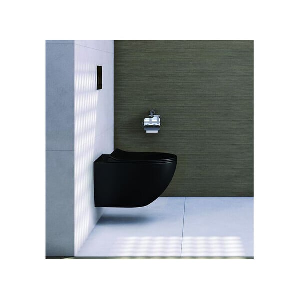 GEBERIT - Pack WC Bati-support Geberit UP720 extra-plat + WC Vitra Sento sans bride Noir mat + Abattant softclose + Plaque Noire - large