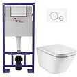 SWISS AQUA TECHNOLOGIES - Pack WC bâti-support autoportant + WC suspendu sans bride avec abattant SoftClose + plaque blanche (STROGAWR04-U) - vignette