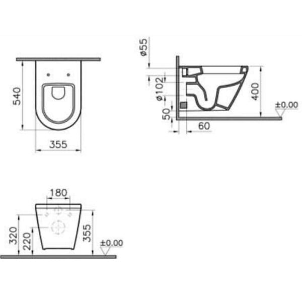 GEBERIT - Pack Autoportant Bati-support Geberit Duofix + WC sans bride Vitra Integra + Abattant softclose + Plaque blanche - large