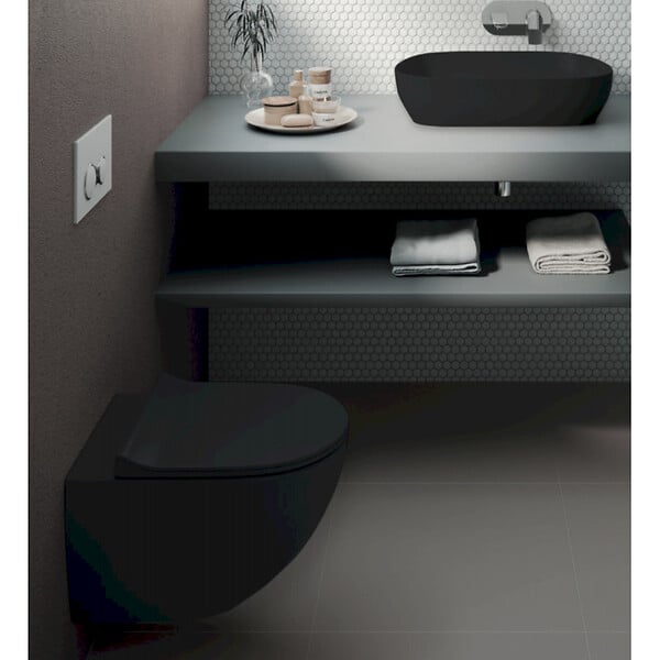 GROHE - Grohe Pack Set Bati-support Grohe Rapid SL + WC suspendu sans bride SENTO/abattant soft close noir mat (GROHE-sentonoir1) - large