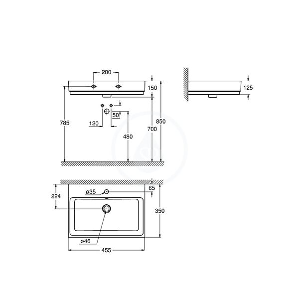 GROHE - Cube Ceramic Lave-mains, 455x350 mm, PureGuard, alpine blanc (3948300H) - large