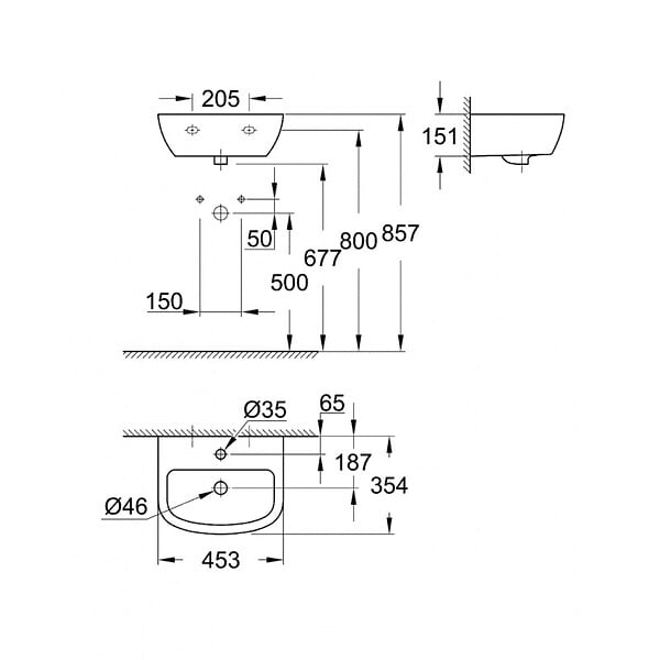 GROHE - Grohe Bau Ceramic Lave-mains 45cm (39424000) - large