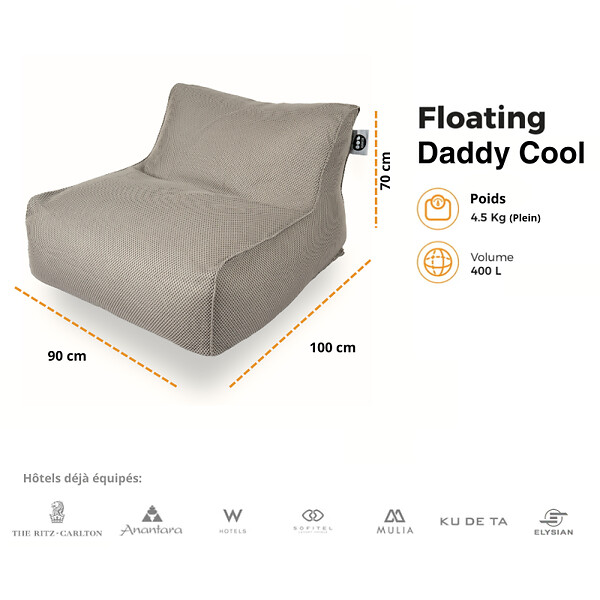 SOO  SANTAI - Fauteuil piscine XL flottant 100x90 cm bleu – billes incluses (à remplir) – intérieur / extérieur (DC10090-4-SET) - large
