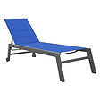 HAPPY GARDEN - Bain de soleil BARBADOS en textilène bleu foncé - aluminium anthracite - vignette