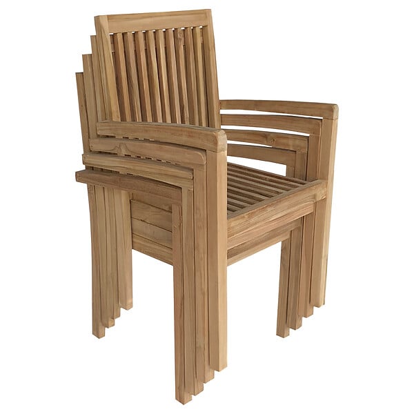 HAPPY GARDEN - Lot de 4 chaises de jardin JAVA empilables en teck - large