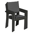 HAPPY GARDEN - Lot de 10 chaises en aluminium anthracite - textilène gris - vignette