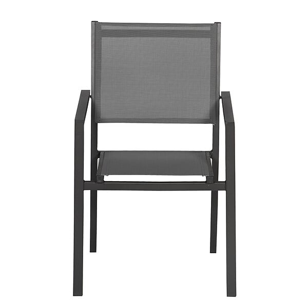 HAPPY GARDEN - Lot de 8 chaises en aluminium anthracite - textilène gris - large