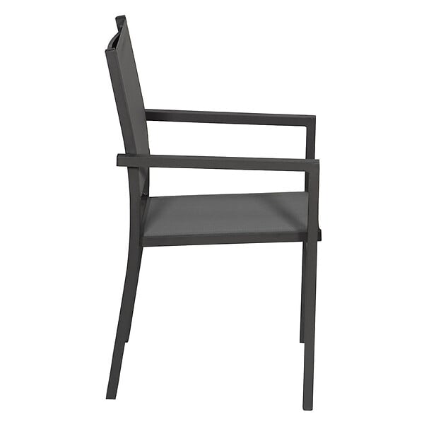HAPPY GARDEN - Lot de 8 chaises en aluminium anthracite - textilène gris - large