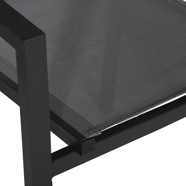 HAPPY GARDEN - Lot de 8 chaises en aluminium anthracite - textilène gris - large