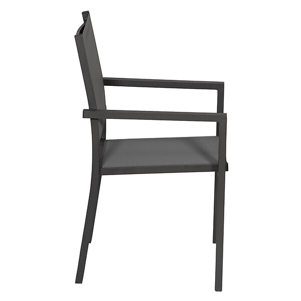 HAPPY GARDEN - Lot de 6 chaises en aluminium anthracite - textilène gris - large