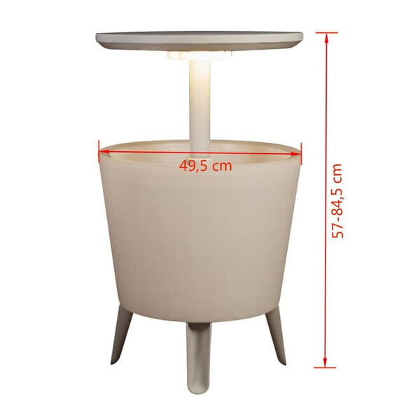 KETER - Keter Cool bar lumineux Glacière lumineuse LED, avec table rétractable, 57x 50 x 50 cm, blanc (231366) - large
