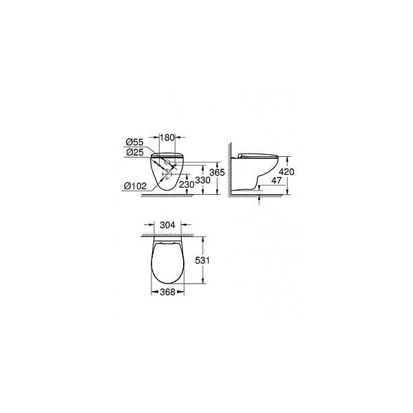 GROHE - Grohe Bau Ceramic Ensemble WC suspendu sans bride + Abattant déclipsable (BauClassic-lm) - large