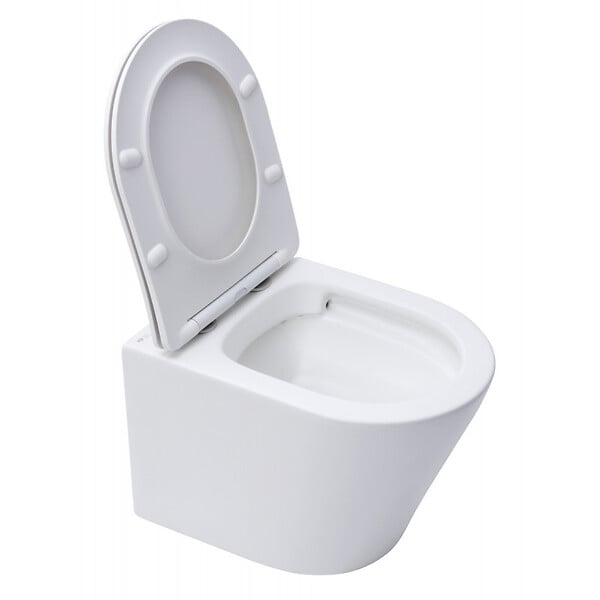 SWISS AQUA TECHNOLOGIES - Swiss Aqua Technologies Infinitio WC suspendu sans bride fixations invisibles, Abattant frein de chute, Blanc mat SATINF010RREXPWM - large