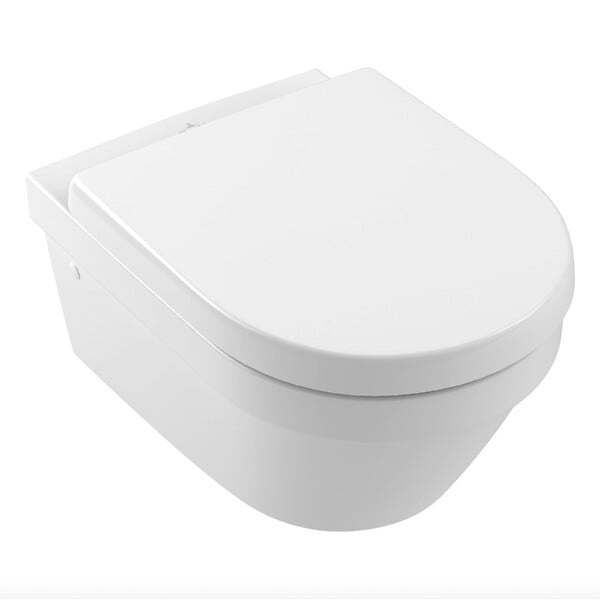 VILLEROY & BOCH - Architectura Cuvette sans bride à fond creux + abattant en Duroplast, fixations invisibles (4694R001-Classic) - large