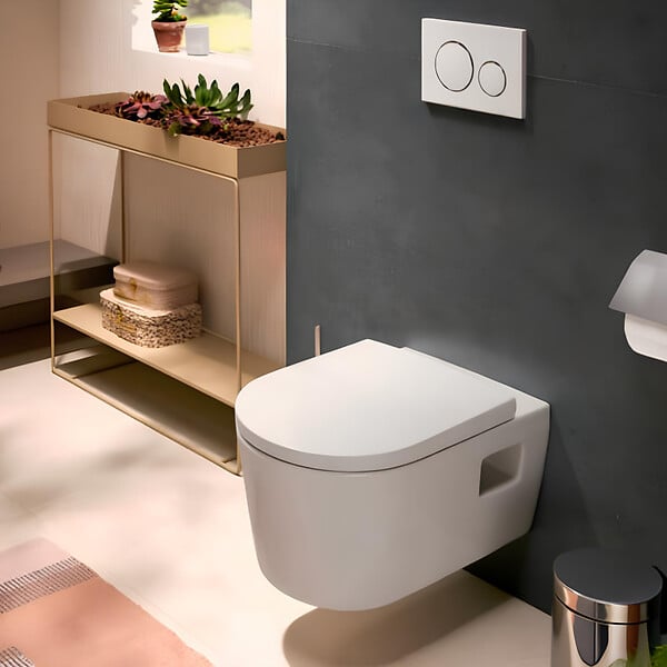 GEBERIT - Pack WC Bati-support Geberit Duofix + WC sans bride EluPura Original S + Abattant soft close + Plaque blanche (EluPuraSGeb3) - large