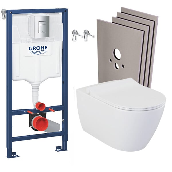 GROHE - Pack WC Bâti-support + WC sans bride Bello + Abattant softclose + Set d'habillage (RapidSL-Bello-1-sabo) - large