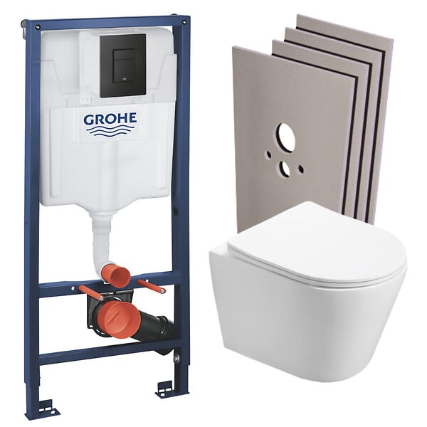 GROHE - Pack Bati-support+WC suspendu sans bride+abattant frein de chute+Set de montage (RapidSL-Infinitio-KF0-sabo) - large